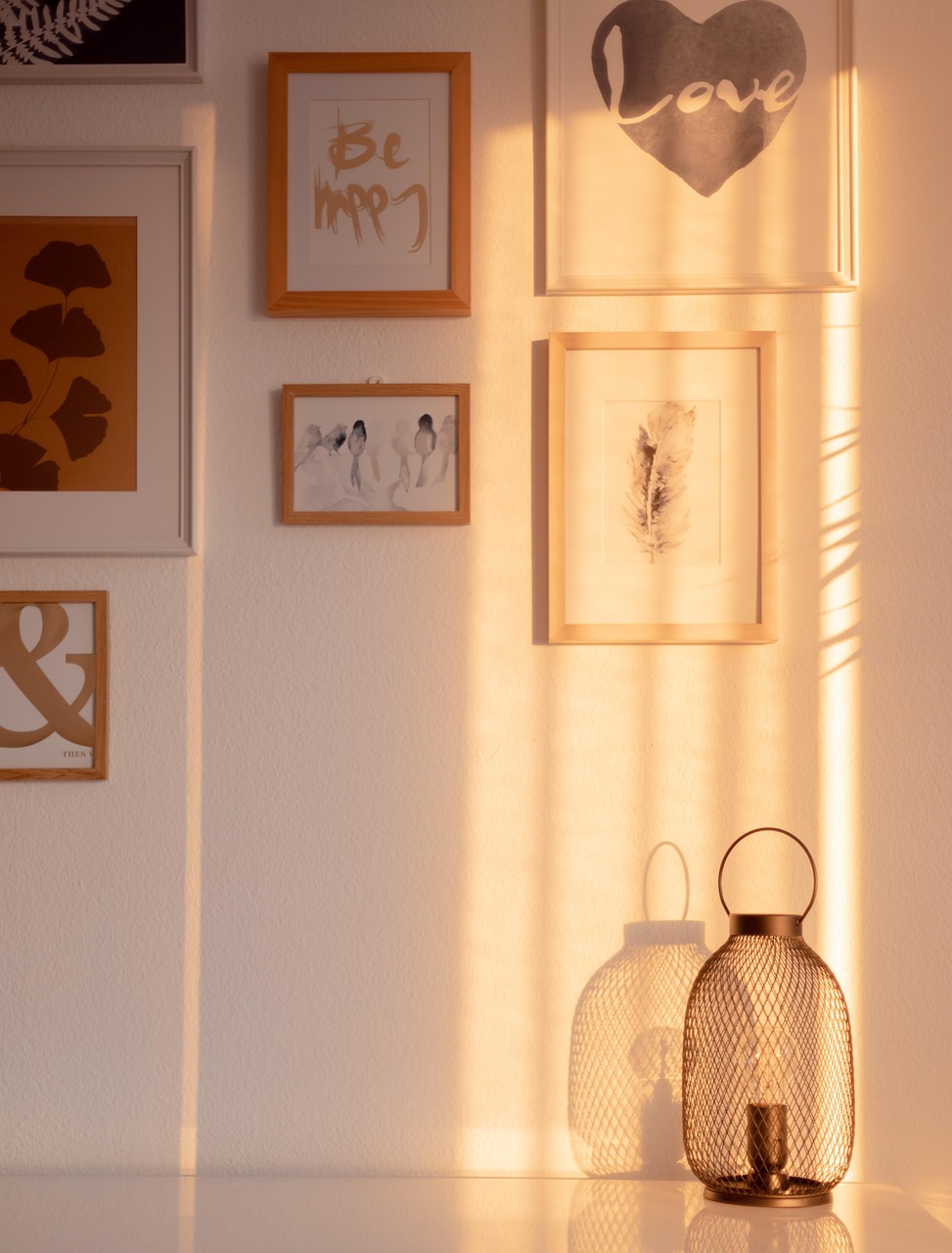 frames, decoration, nature, sunlight, sunset, light, wall, interior, home